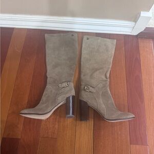 Sam Edelman -Taupe Suede Knee-High Heel Boots